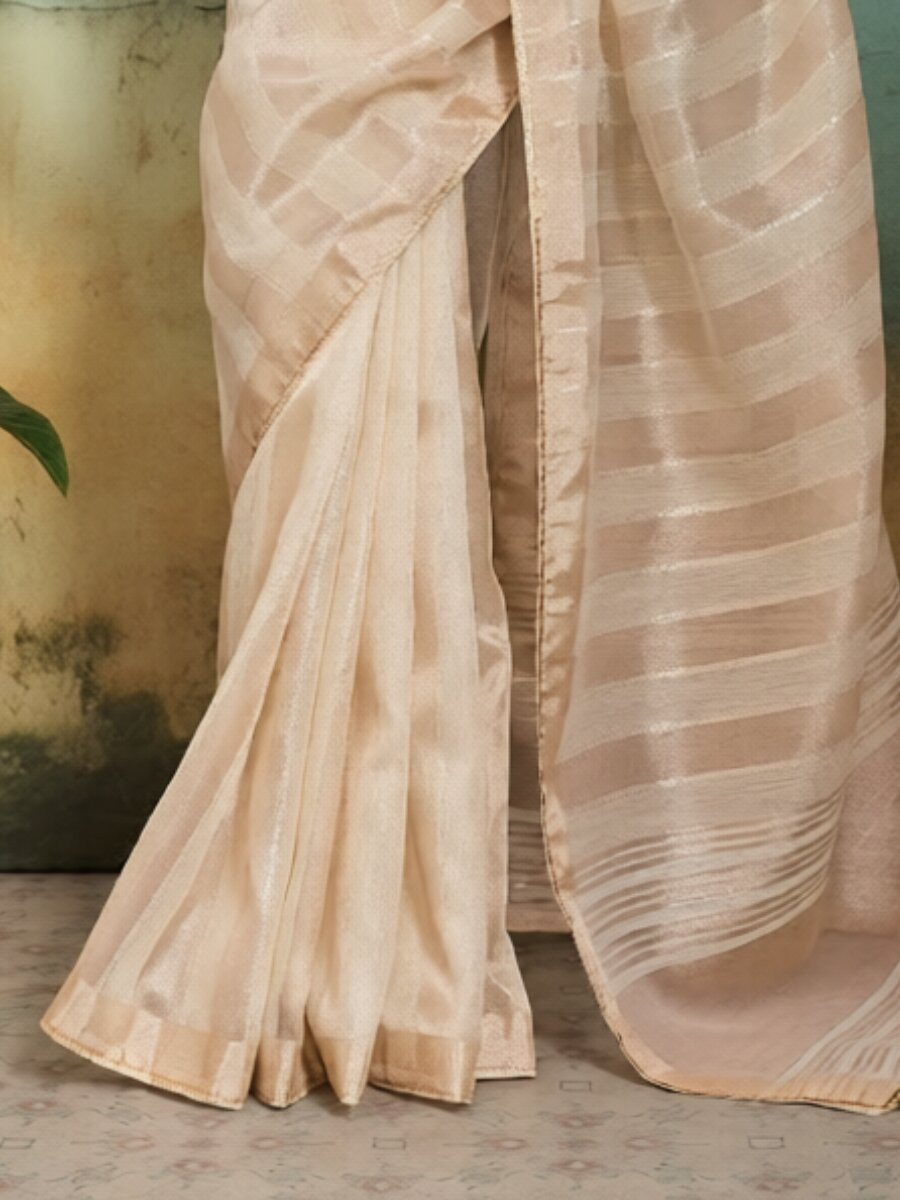 Honey Cotton Silk Plain Wedding Party Festival Casual Reception Classic Style Sarees