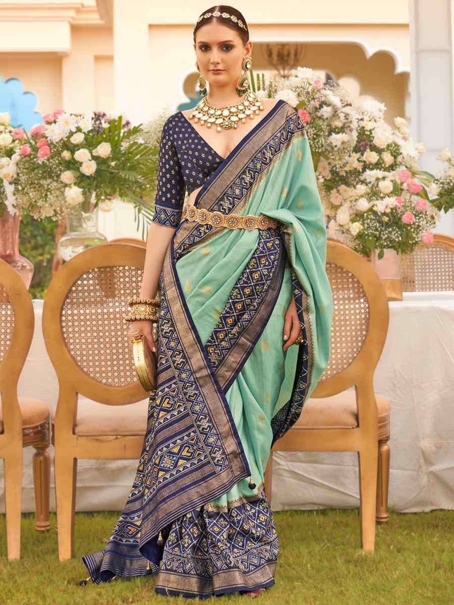 Indigo Blue Mercerized Sigma Silk Handwoven Wedding Festival Heavy Border Saree
