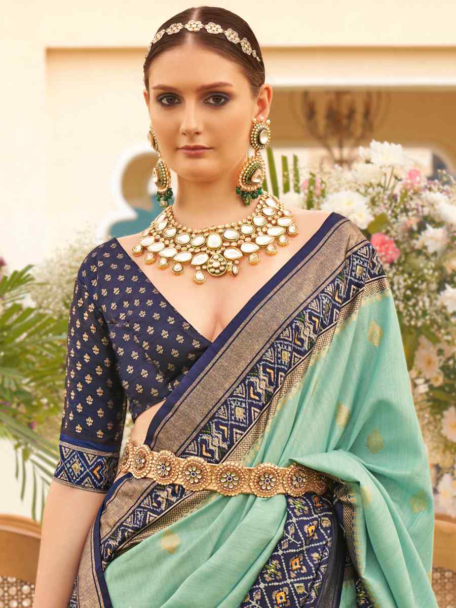 Indigo Blue Mercerized Sigma Silk Handwoven Wedding Festival Heavy Border Saree