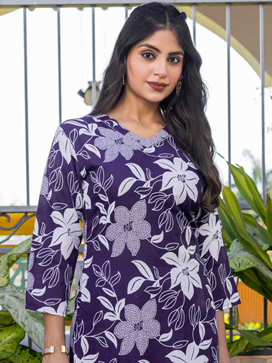 Jamun Cotton Blend Printed Festival Casual Kurti