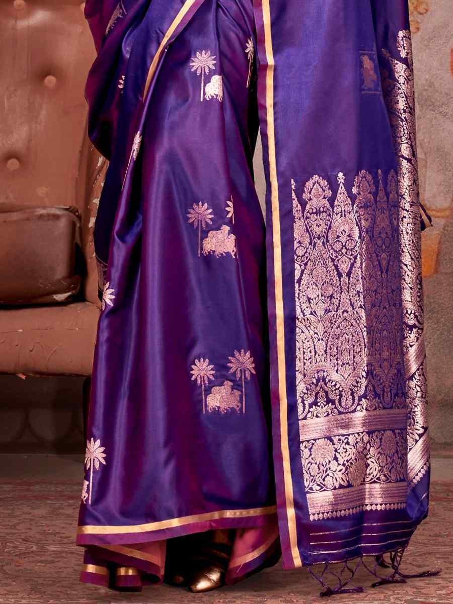 Jamun Zari Tissue Handwoven Festival Wedding Heavy Border Saree