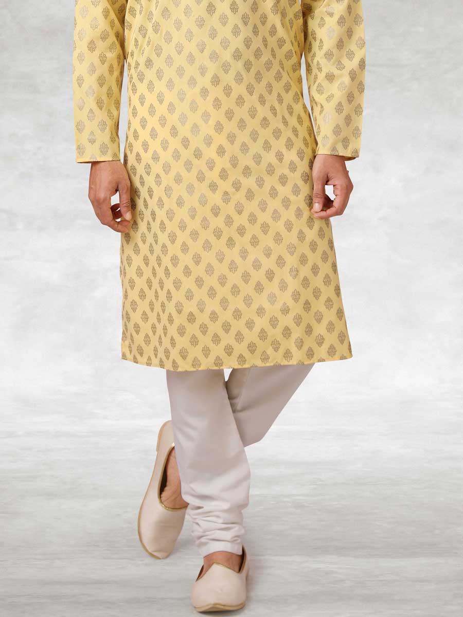 Jonquil Yellow Cotton Handloom Festival Kurta Set