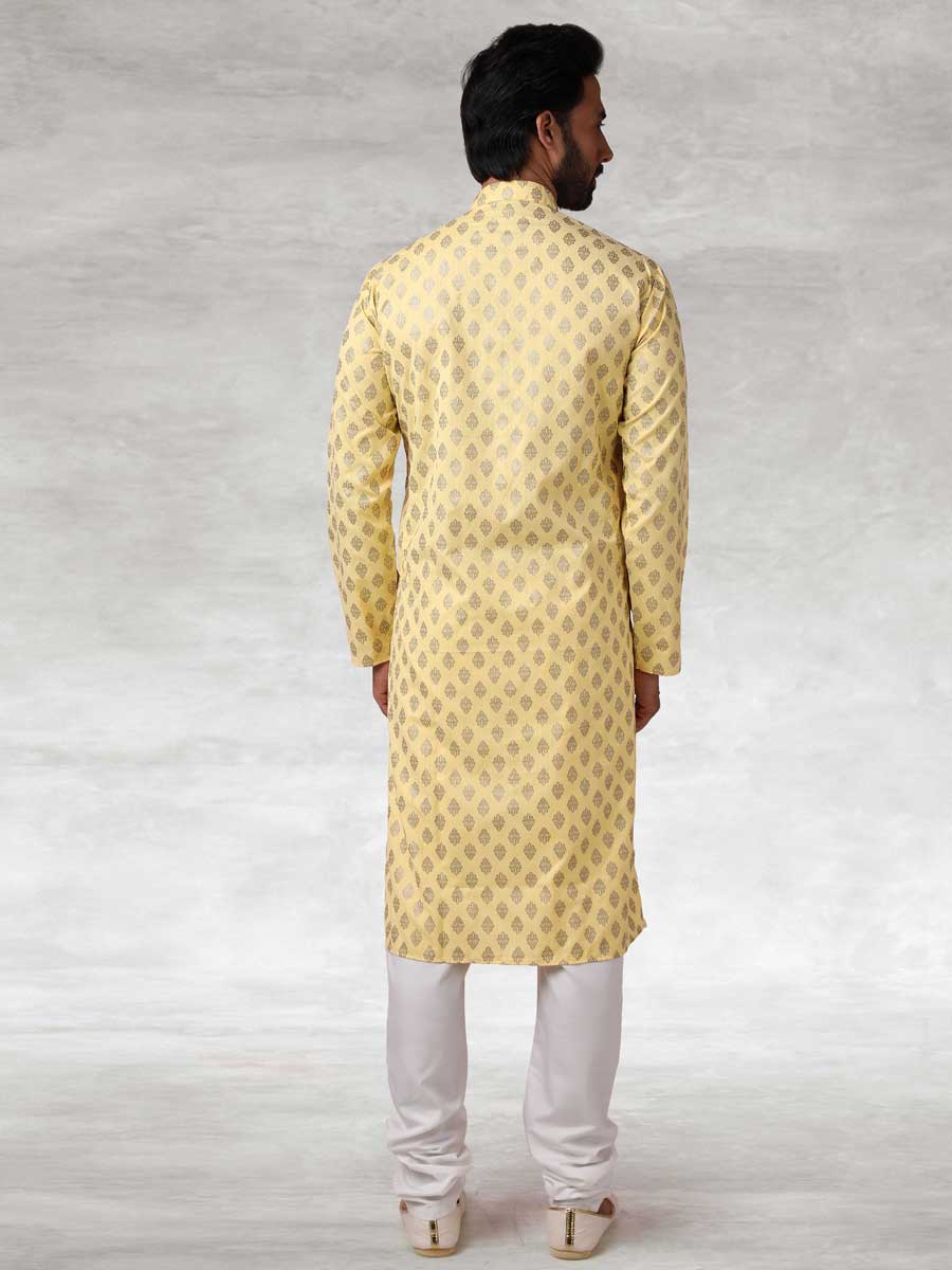 Jonquil Yellow Cotton Handloom Festival Kurta Set
