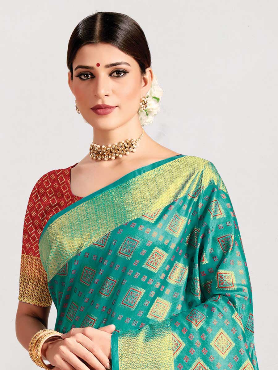 Jungle Green Patola Silk Handwoven Festival Saree