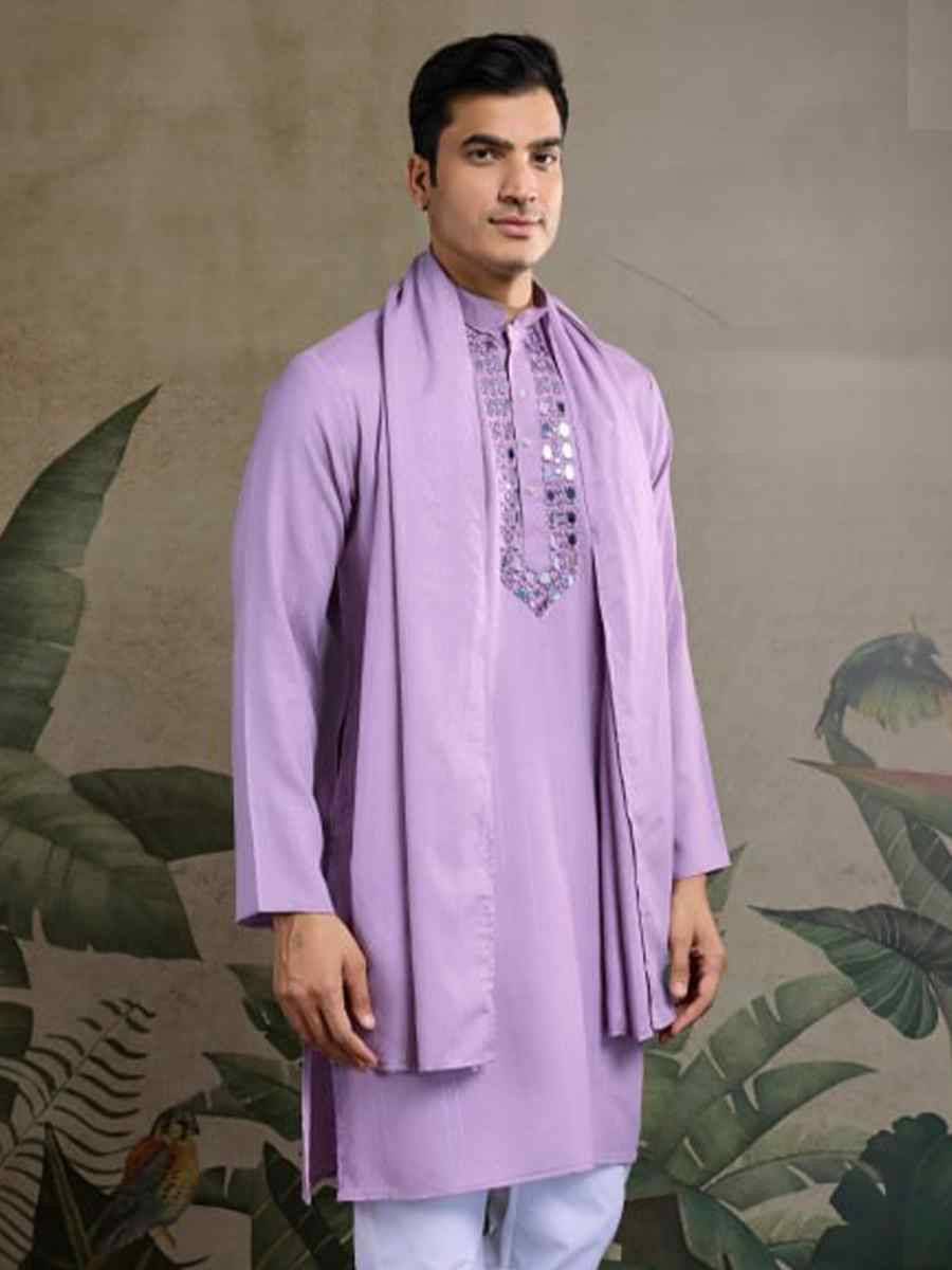 Lahender Viscose Rayon Embroidered Party Wedding Kurta With Dupatta