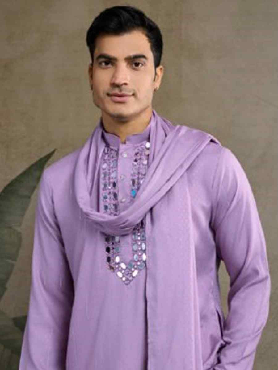 Lahender Viscose Rayon Embroidered Party Wedding Kurta With Dupatta