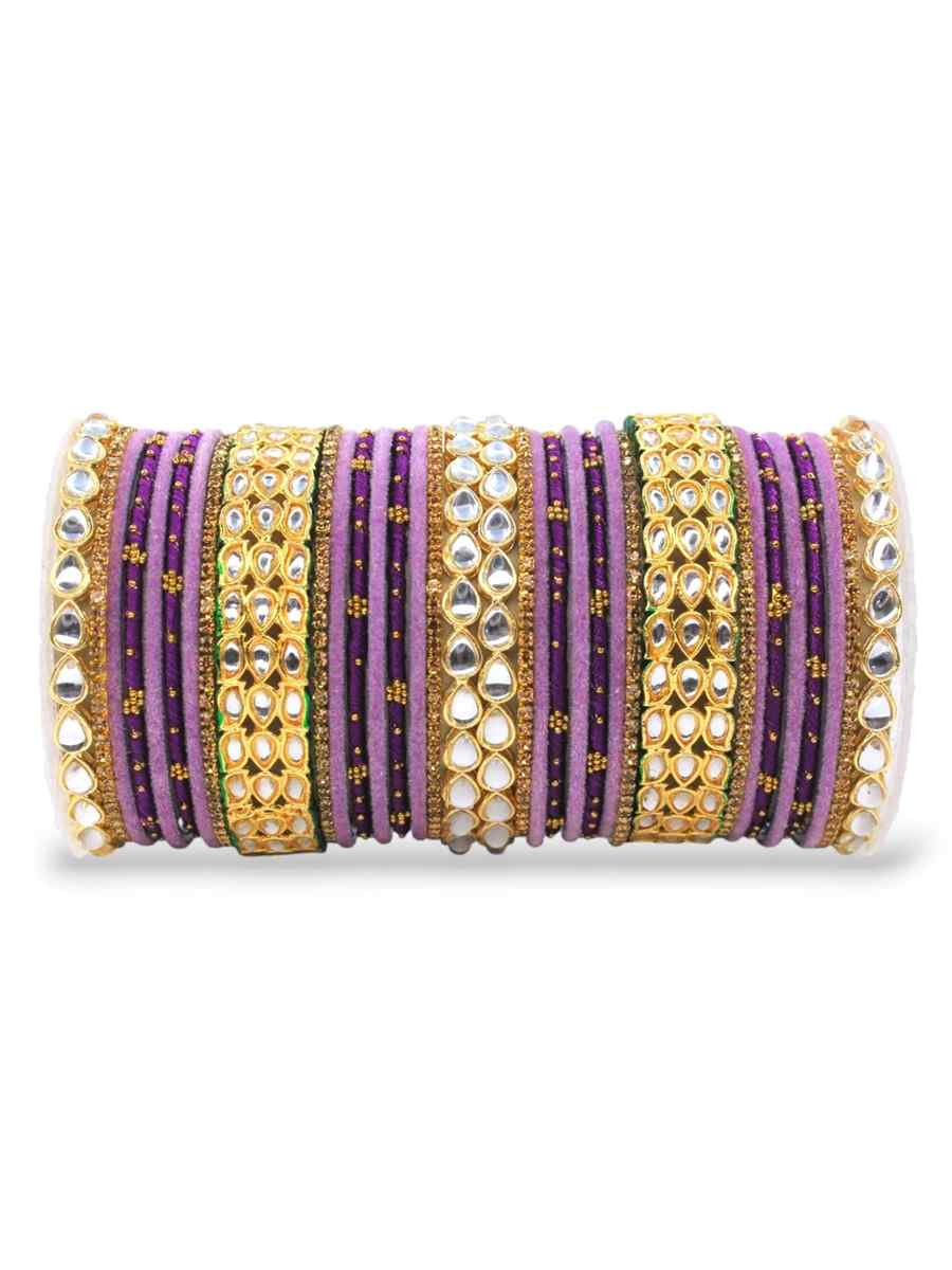 Lavender Alloy Festival Wear Kundan Bangles