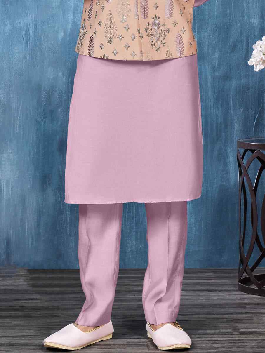 Lavender Art Banarasi Silk Woven Festival Wedding Kurta