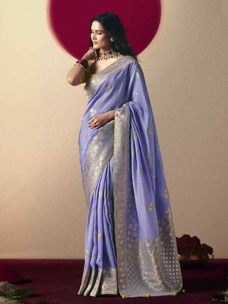 Lavender Bemberg Viscose Handwoven Zari Work Traditional Bridal Reception Festival Wedding Fancy Heavy Border Saree