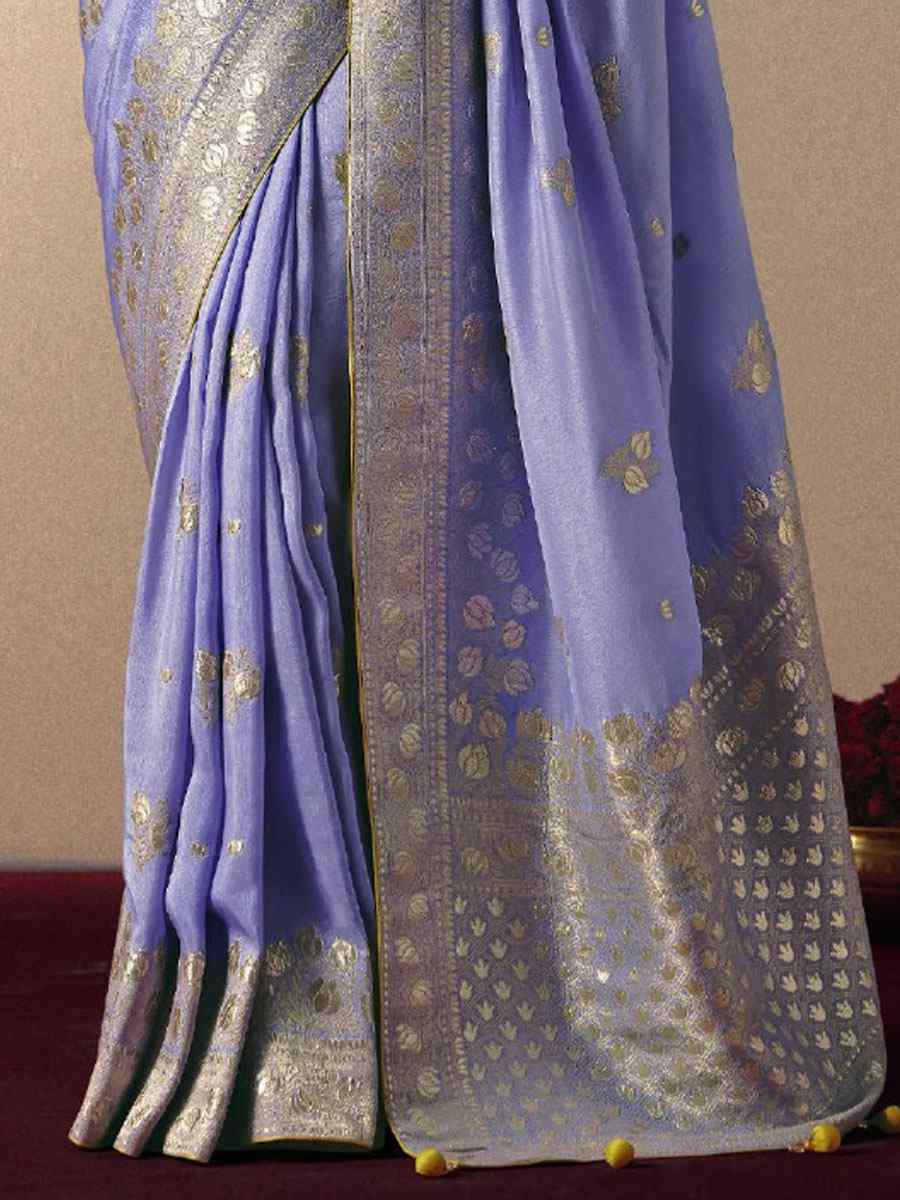 Lavender Bemberg Viscose Handwoven Zari Work Traditional Bridal Reception Festival Wedding Fancy Heavy Border Saree