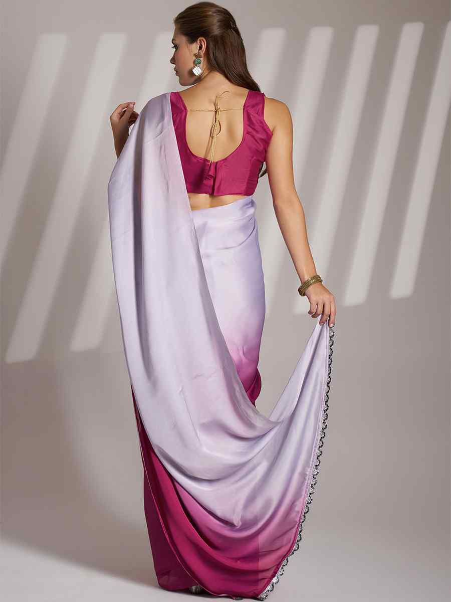 Lavender Chinon Solid Casual Festival Classic Style Saree