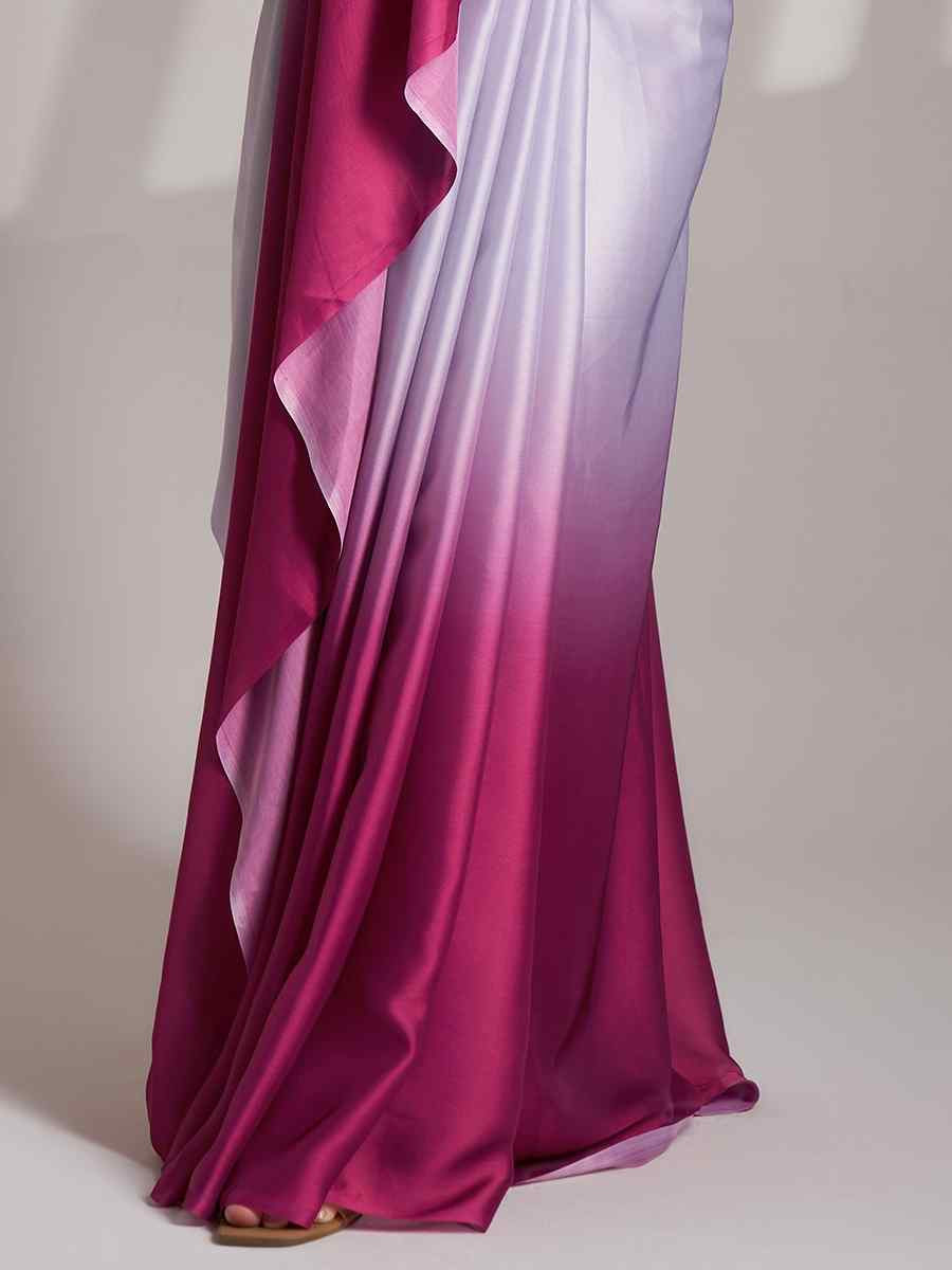 Lavender Chinon Solid Casual Festival Classic Style Saree