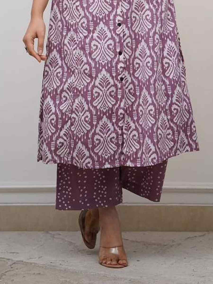 Lavender Cotton Slub Printed Festival Casual Kurti Bottom Women Wear