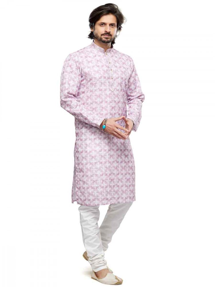 Lavender Cotton Woven Festival Party Kurta