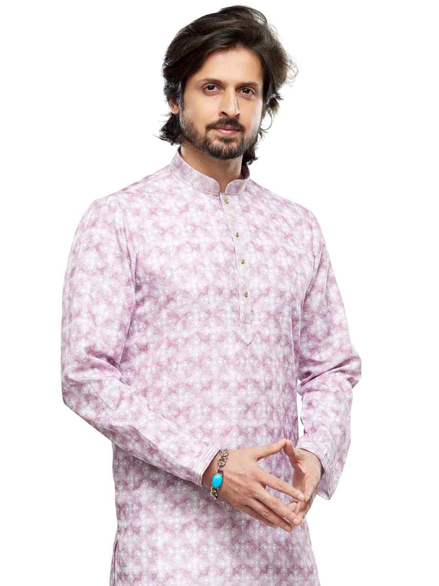 Lavender Cotton Woven Festival Party Kurta