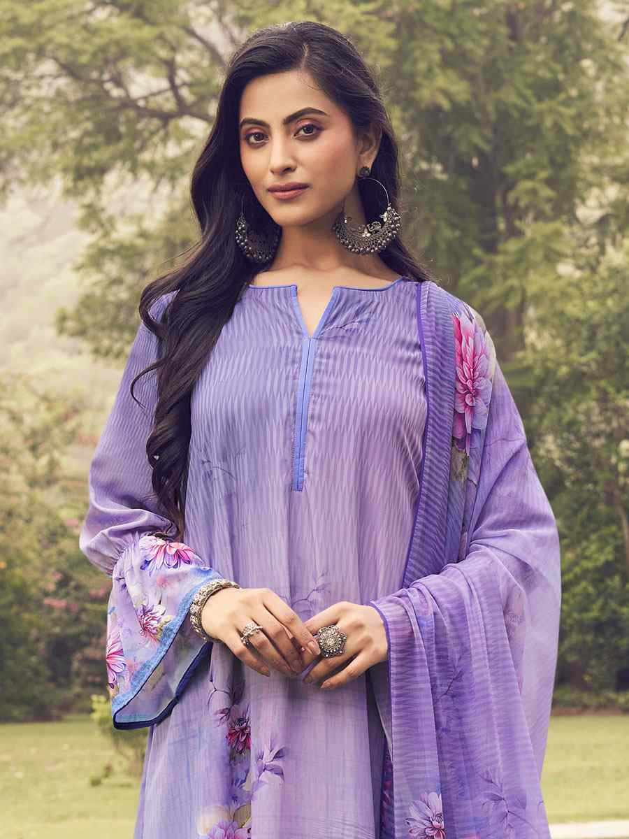 Lavender Crepe Printed Festival Casual Pant Salwar Kameez