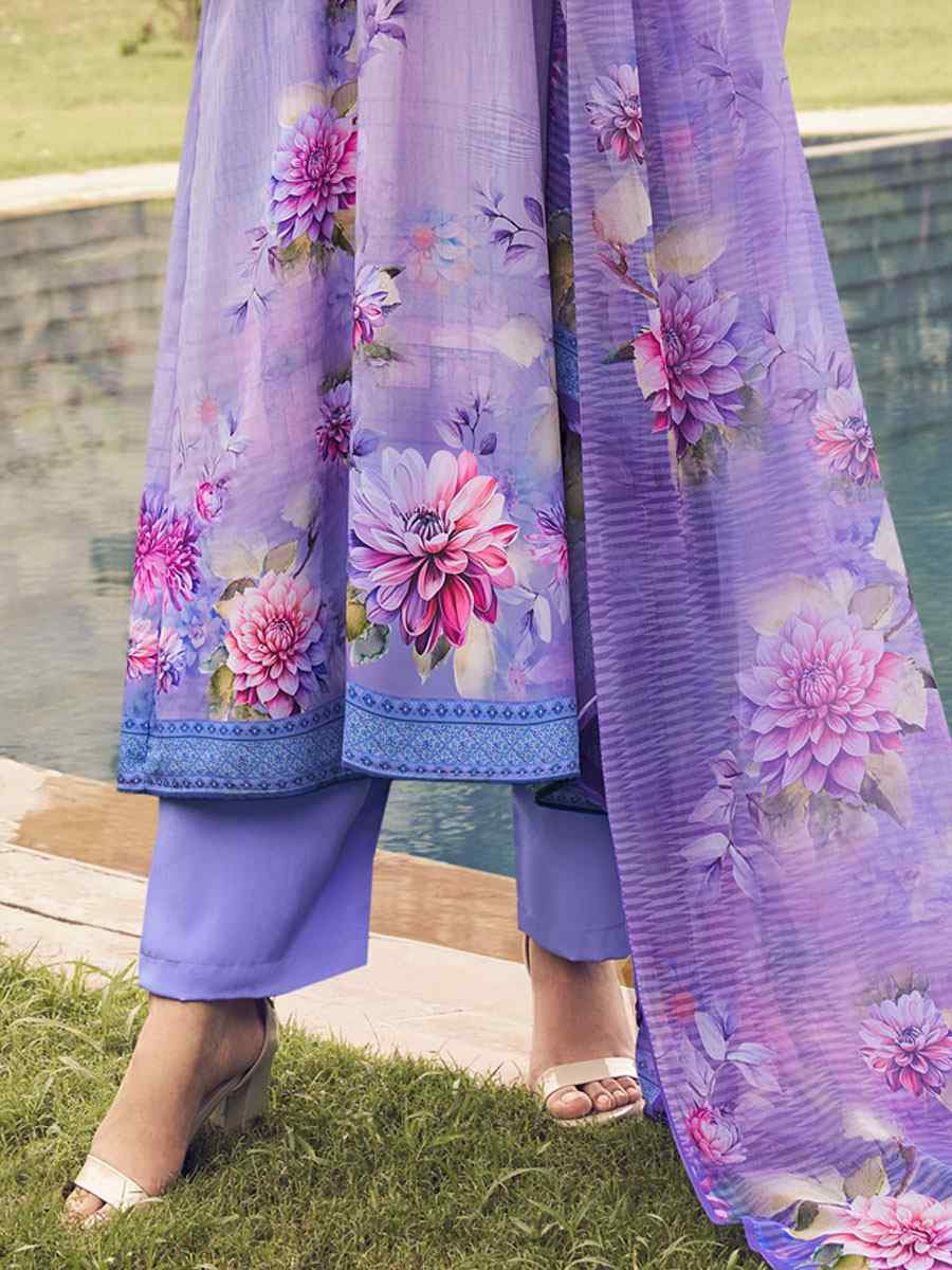Lavender Crepe Printed Festival Casual Pant Salwar Kameez