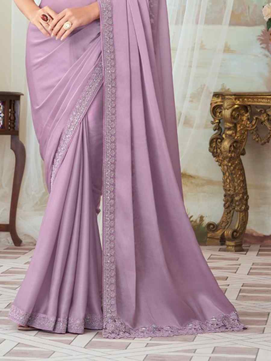 Lavender Fancy Material Handwoven Party Festival Heavy Border Saree
