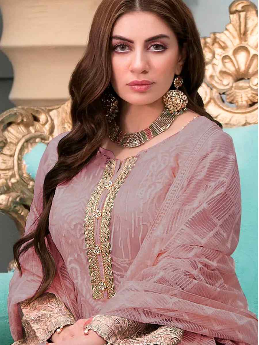 Lavender Georgette Embroidered Festival Party Pant Salwar Kameez
