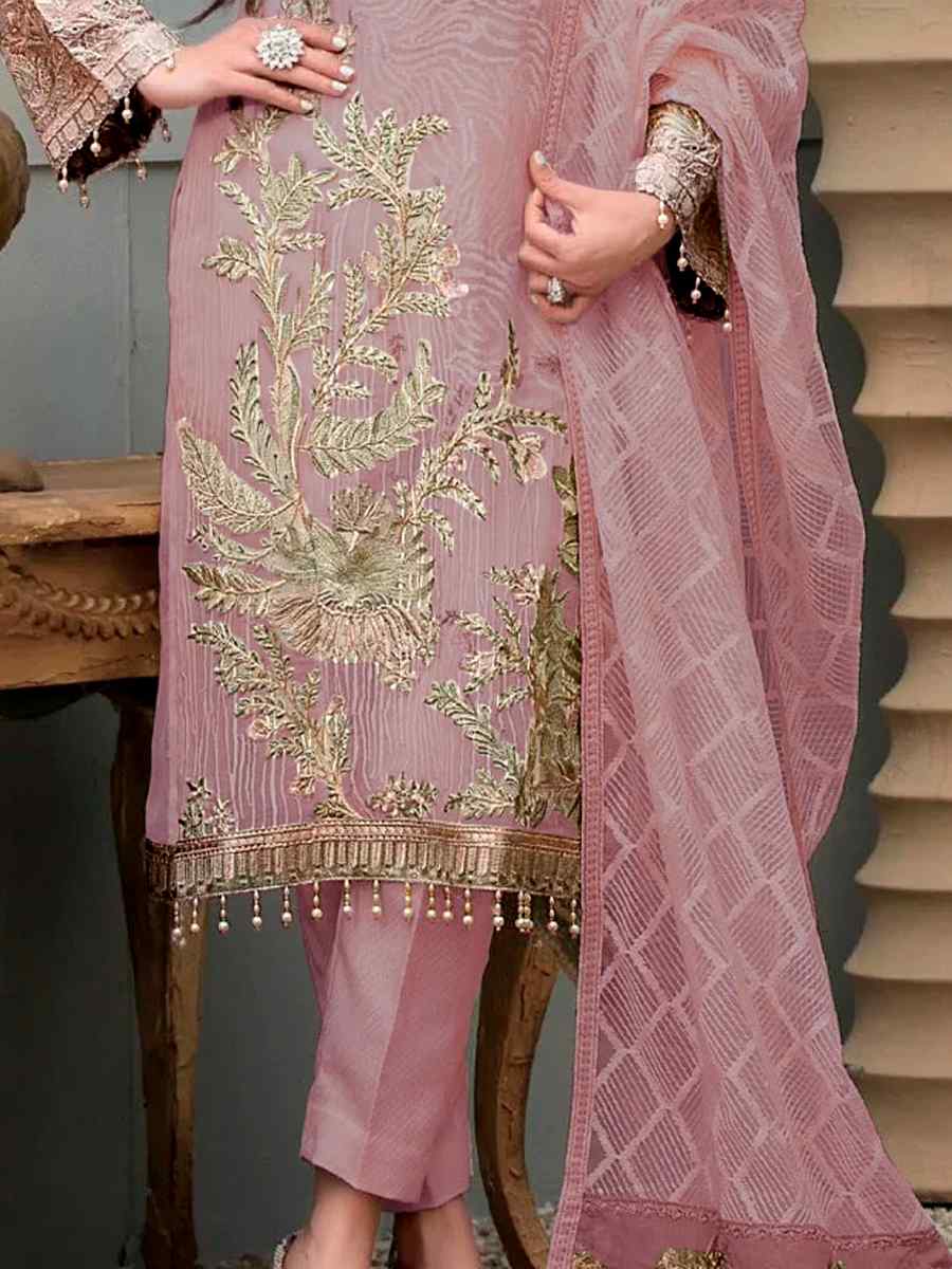 Lavender Georgette Embroidered Festival Party Pant Salwar Kameez
