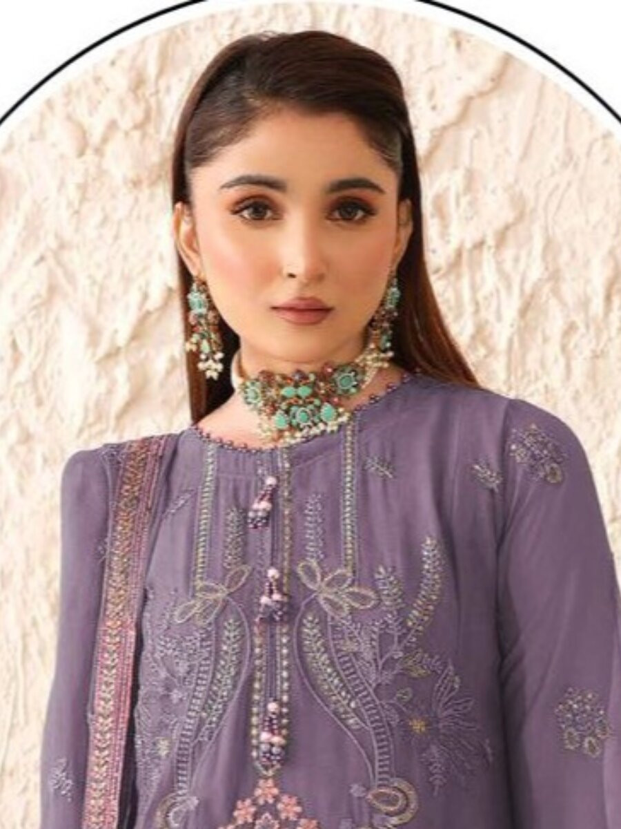 Lavender Georgette Embroidery Zari Sequins Wedding Festival Party Casual Pant Salwar Kameez