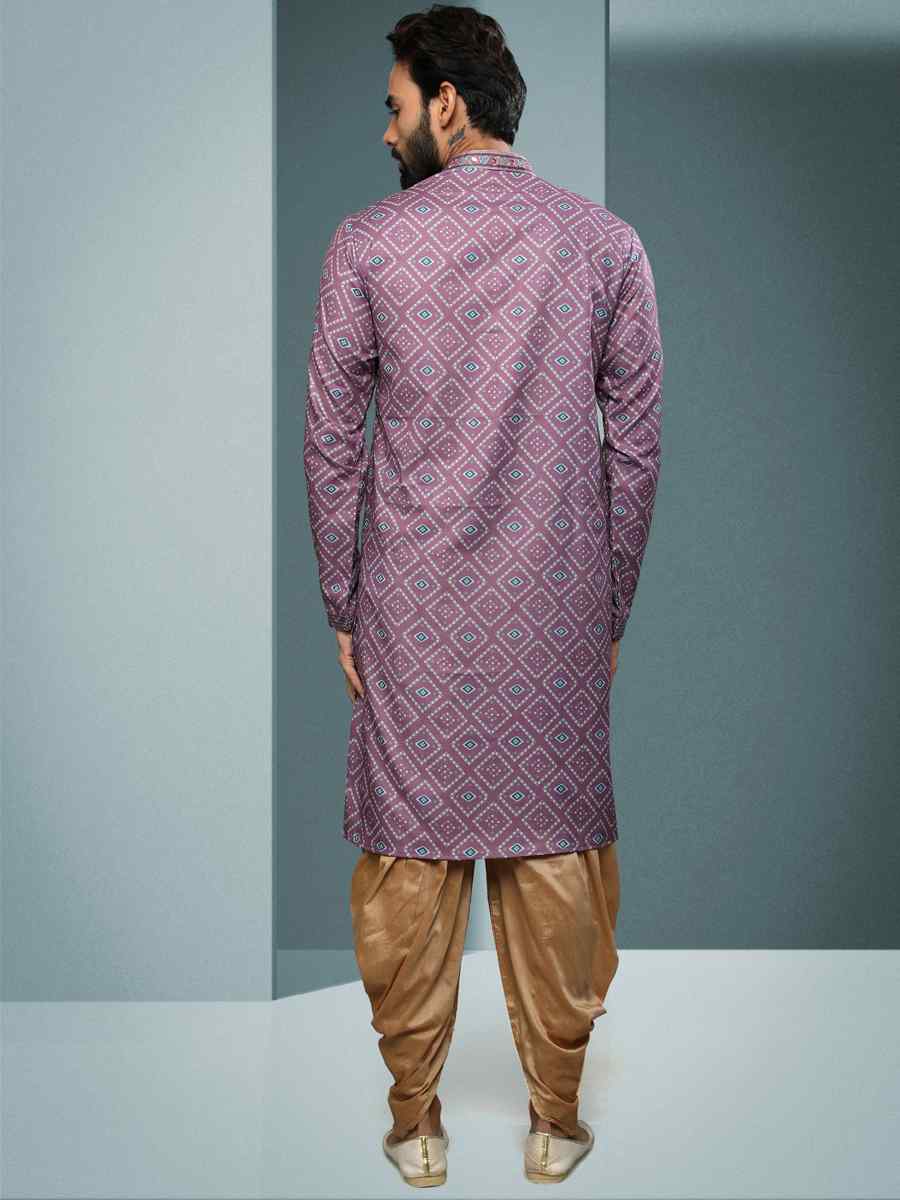 Lavender Hand Loomed In Rich Yarns Of Cotton Printed Festival Kurta