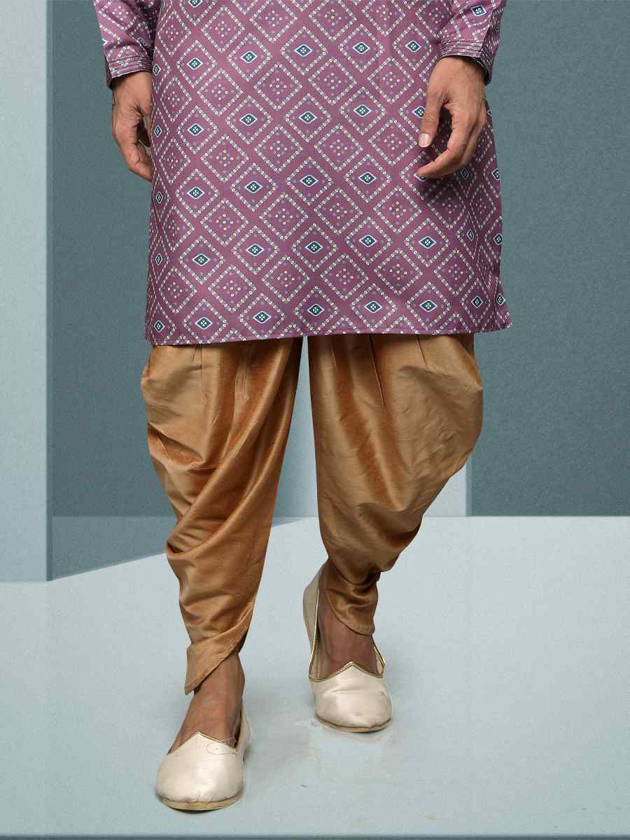 Lavender Hand Loomed In Rich Yarns Of Cotton Printed Festival Kurta