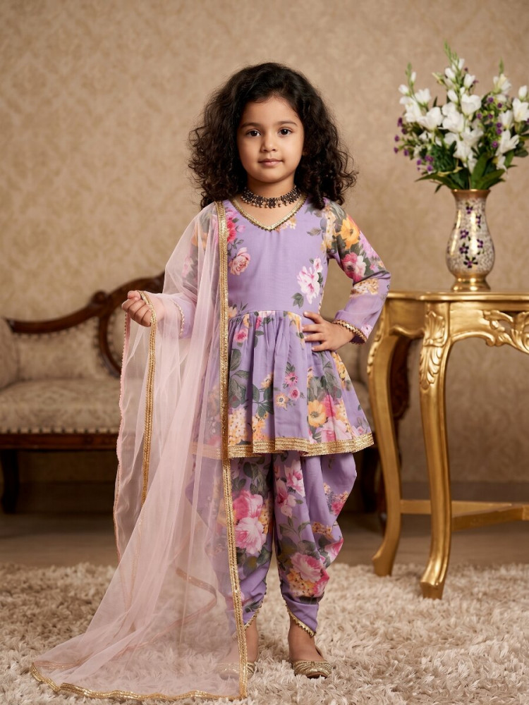 Image of Lavender Heavy Fox Georgette Digital Print With Less Traditional Ethnic Casual Festival Party Wedding Salwars Girls Wear