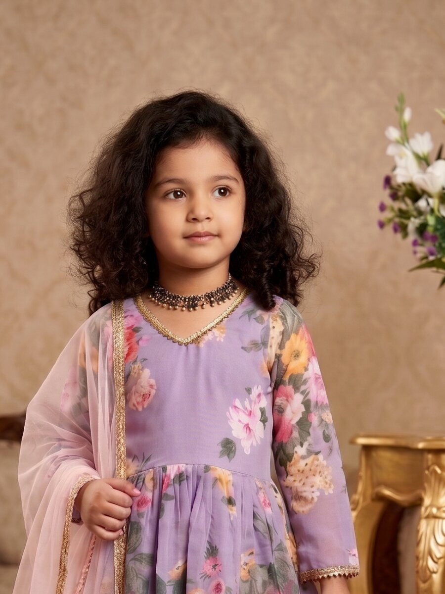 Lavender Heavy Fox Georgette Digital Print With Less Traditional Ethnic Casual Festival Party Wedding Salwars Girls Wear