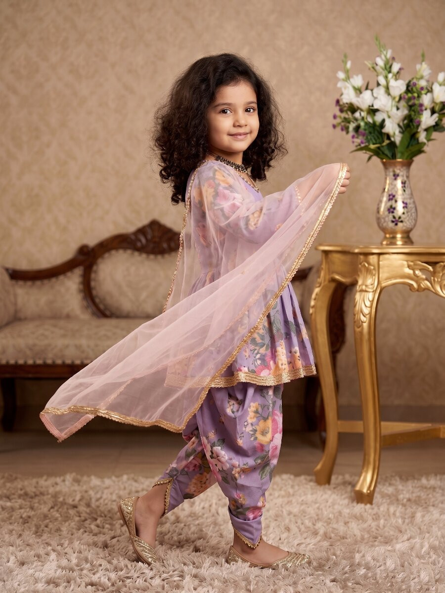 Lavender Heavy Fox Georgette Digital Print With Less Traditional Ethnic Casual Festival Party Wedding Salwars Girls Wear