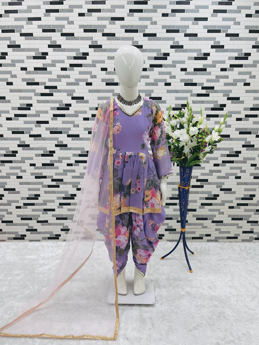 Lavender Heavy Fox Georgette Digital Print With Less Traditional Ethnic Casual Festival Party Wedding Salwars Girls Wear