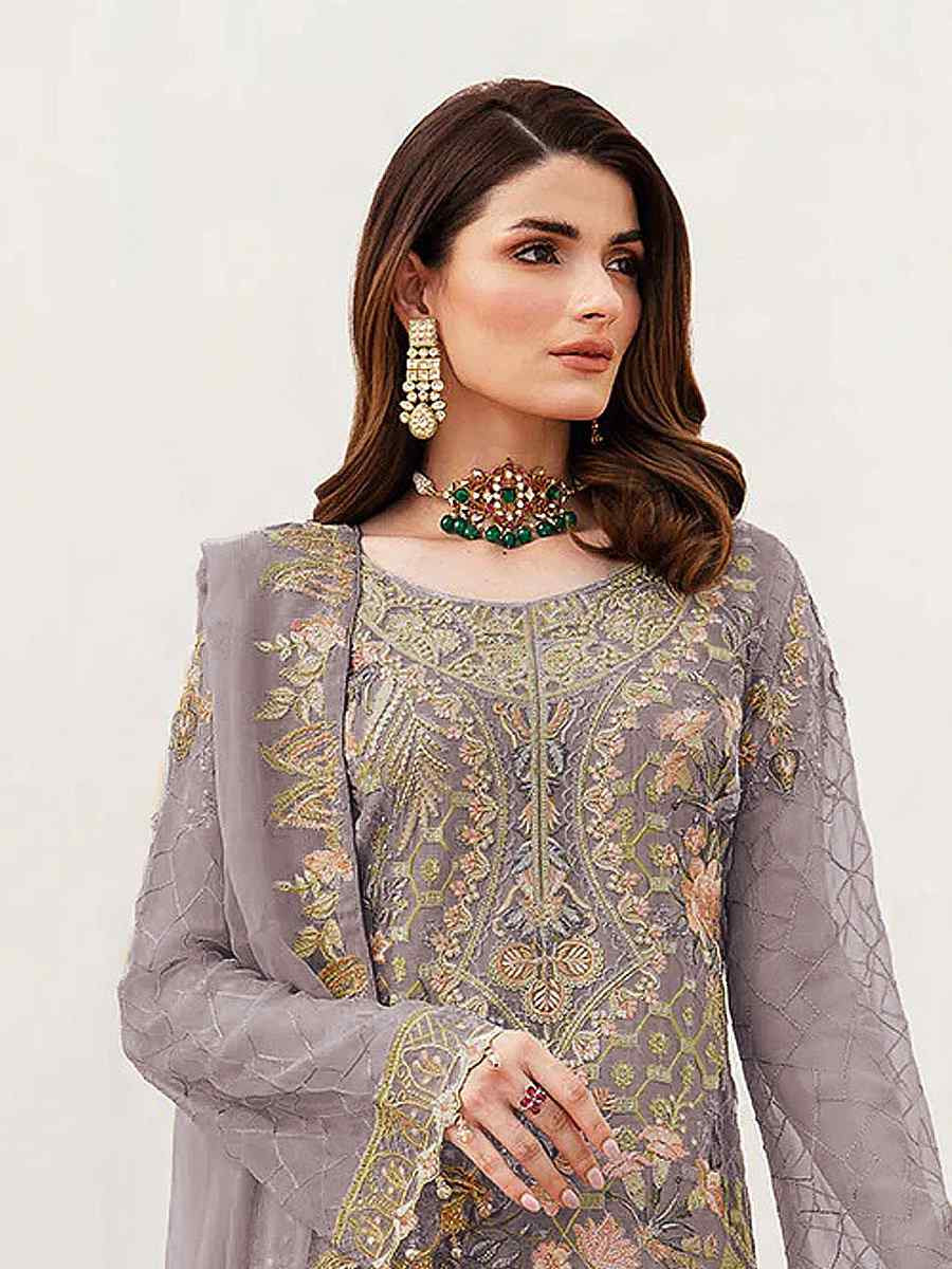 Lavender Heavy Fox Georgette Embroidered Festival Casual Pant Salwar Kameez