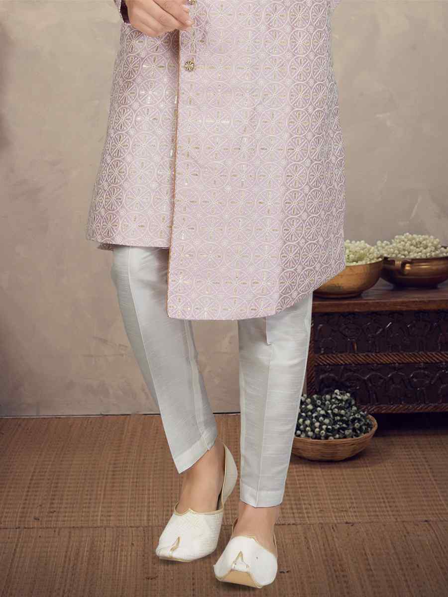 Lavender Lucknowie Woven Festival Party Kurta
