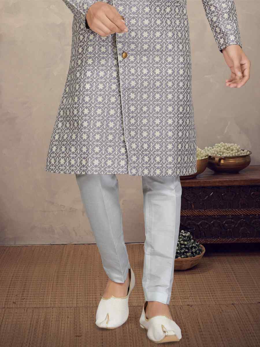Lavender Lucknowie Woven Festival Party Kurta