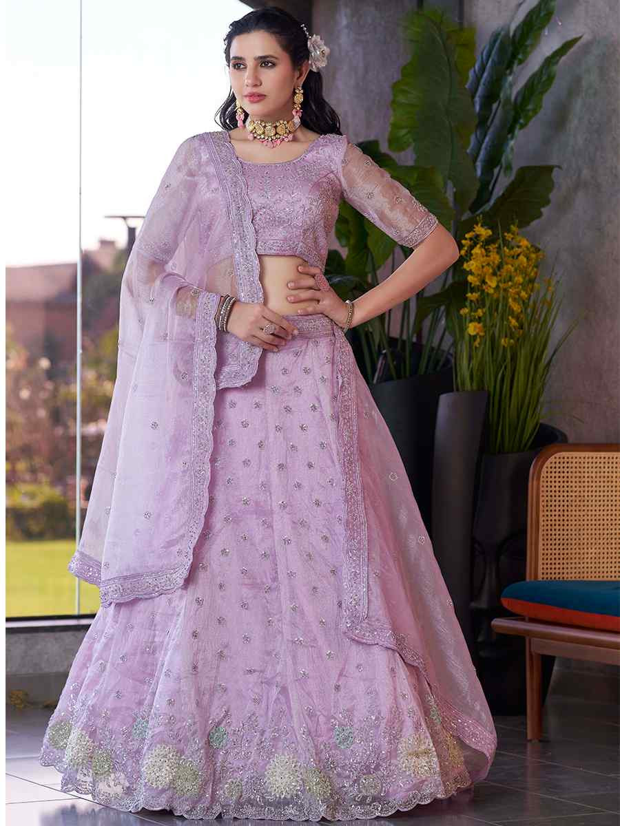 Lavender Mausam Embroidered Reception Wedding Lehenga Choli