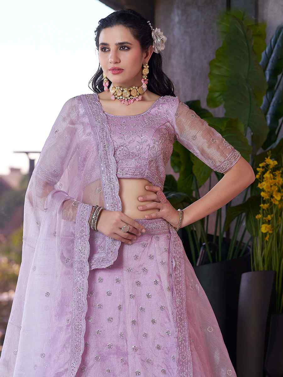 Lavender Mausam Embroidered Reception Wedding Lehenga Choli