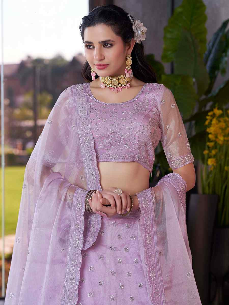 Lavender Mausam Embroidered Reception Wedding Lehenga Choli