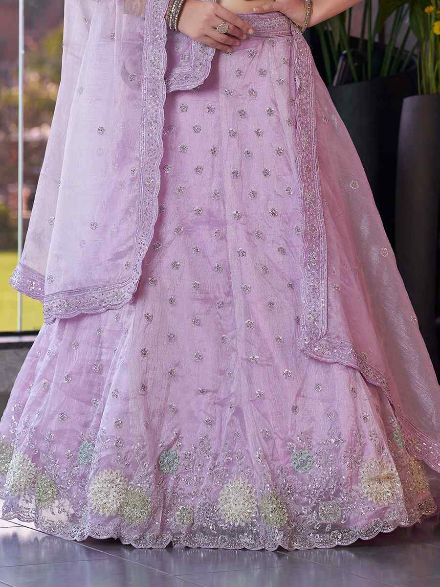 Lavender Mausam Embroidered Reception Wedding Lehenga Choli