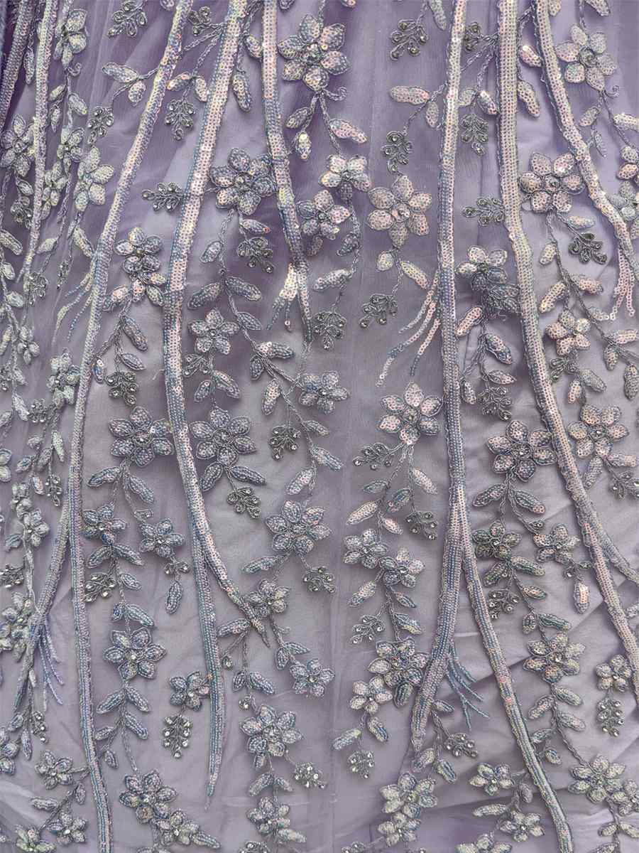 Lavender Net Embroidered Wedding Reception Festival Heavy Border Lehenga Choli