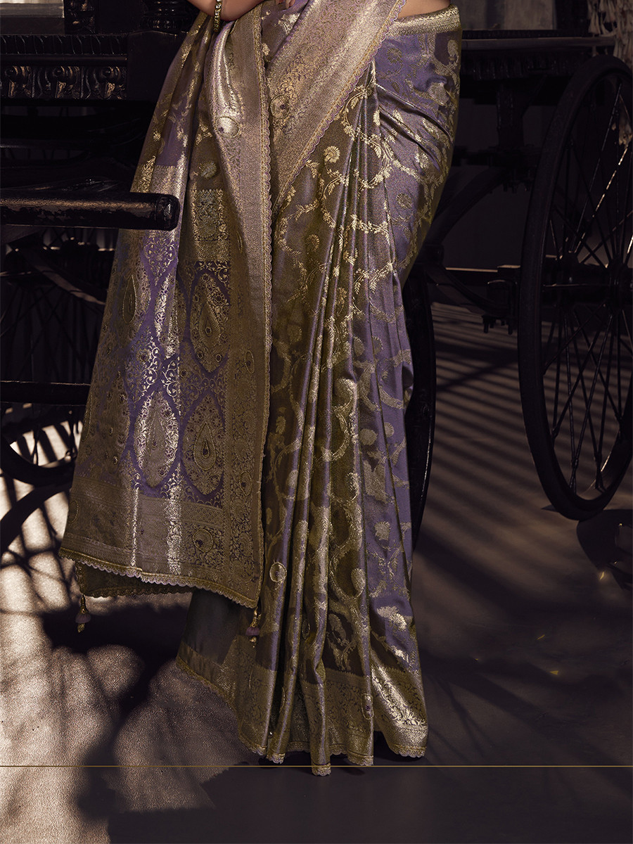 Lavender Pure Viscose Embroidery Wedding Reception Party Festival Casual Heavy Border Sarees