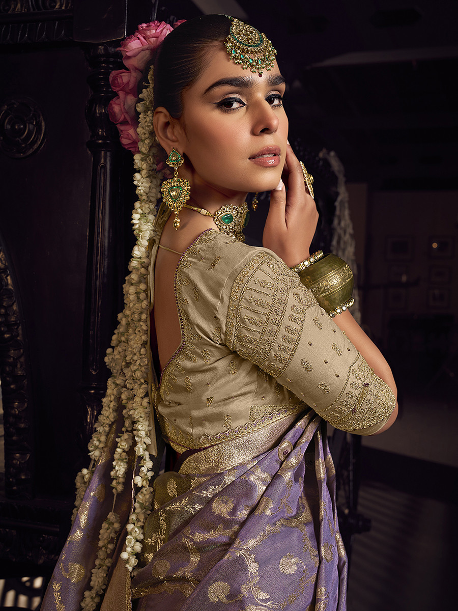 Lavender Pure Viscose Embroidery Wedding Reception Party Festival Casual Heavy Border Sarees