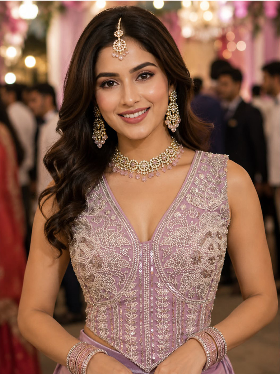 Lavender Real Premium Fandy Silk Embroidery Zari Sequins Beads Work Wedding Reception Festival Ready Circular Lehenga Choli