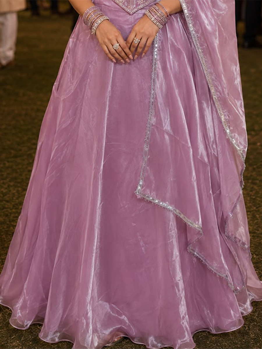 Lavender Real Premium Fandy Silk Embroidery Zari Sequins Beads Work Wedding Reception Festival Ready Circular Lehenga Choli