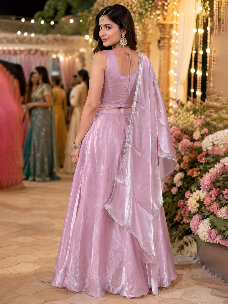 Lavender Real Premium Fandy Silk Embroidery Zari Sequins Beads Work Wedding Reception Festival Ready Circular Lehenga Choli