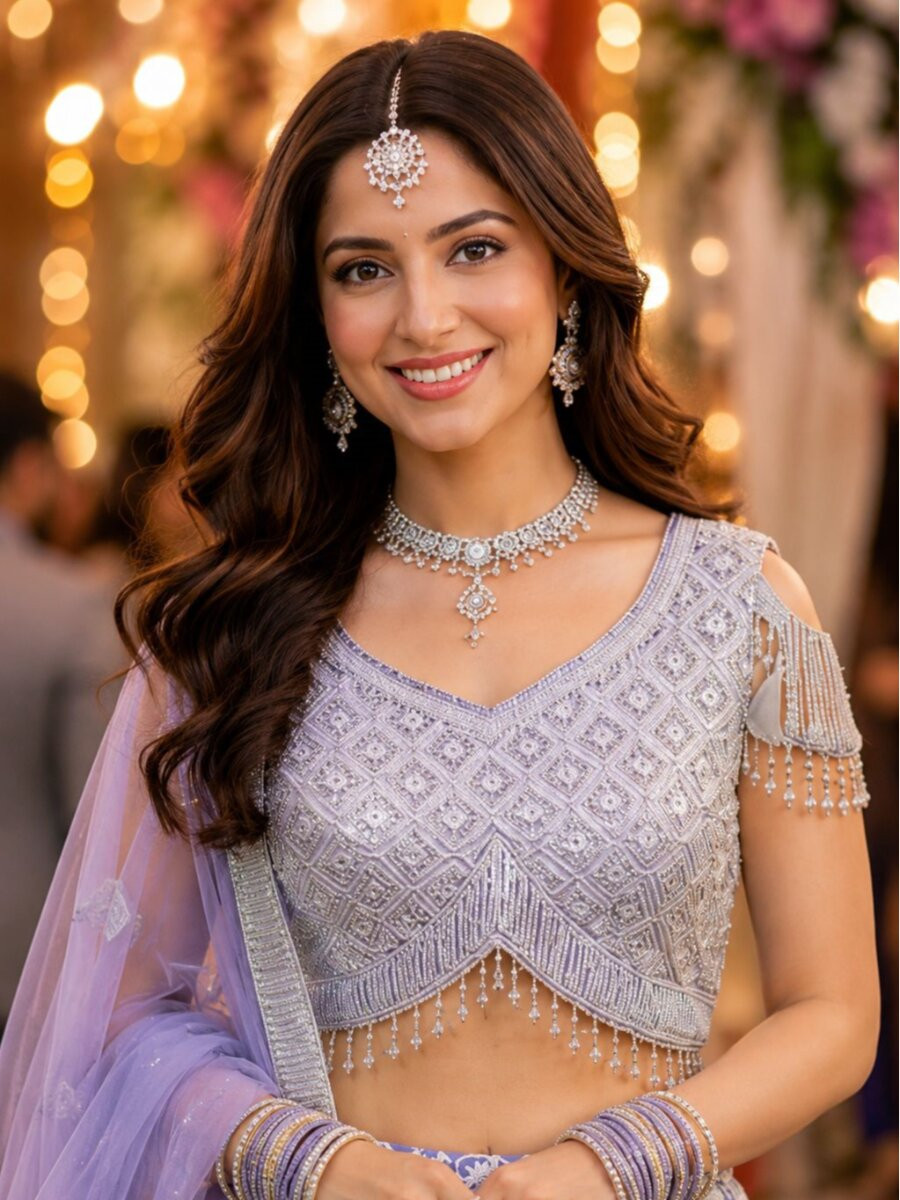 Lavender Real Premium Net Embroidery Wedding Reception Festival Ready Heavy Border Lehenga Choli