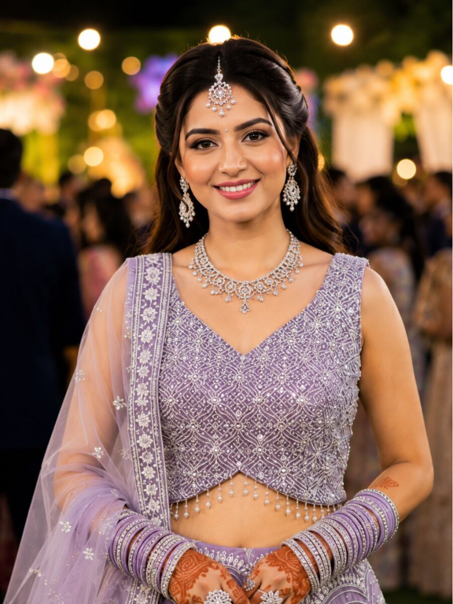 Lavender Real Premium Net Resham Embroidered Stone Work Wedding Reception Festival Ready Heavy Border Lehenga Choli