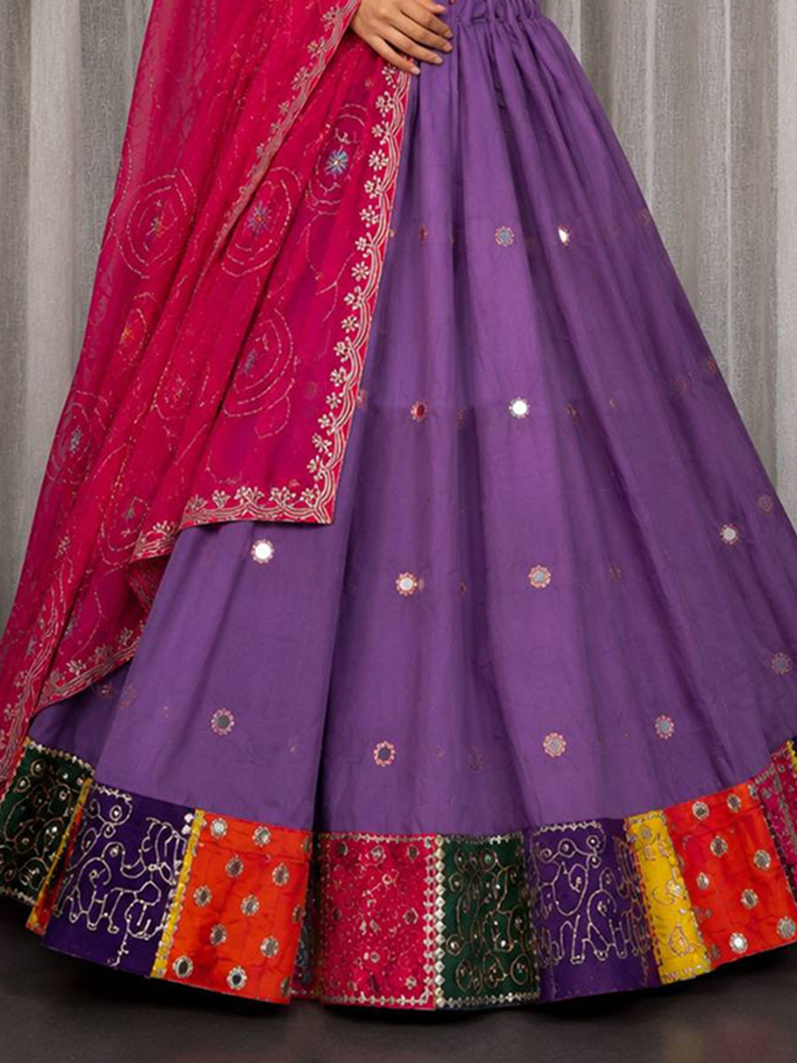 Lavender Roman silk Embroidery Sequins Wedding Reception Festival Ready Heavy Border Lehenga Choli