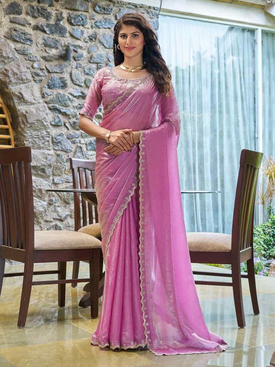 Lavender Silk Handwoven Festival Wedding Heavy Border Saree