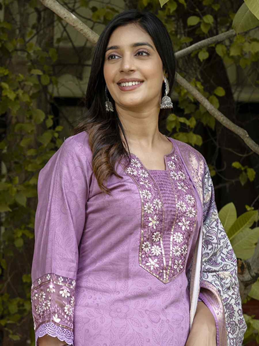 Lavender Silk Blend Embroidery Party Wedding Festival Casual Ready Pant Salwar Kameez