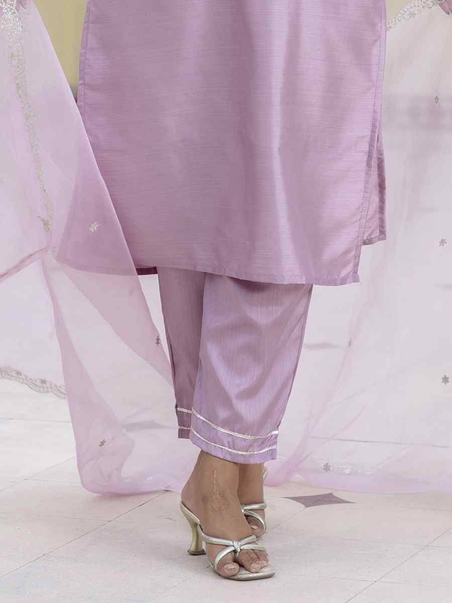 Lavender Silk Blend Embroidery Party Wedding Festival Casual Ready Pant Salwar Kameez